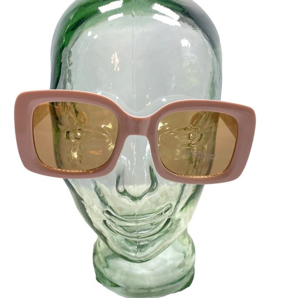 Pastel Pink Square Block Frame Sunglasses - Picture 2 of 4